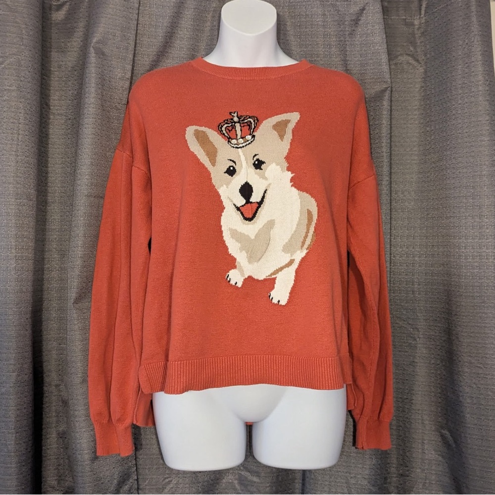 Fun Corgi with Crown Graphic Sweater